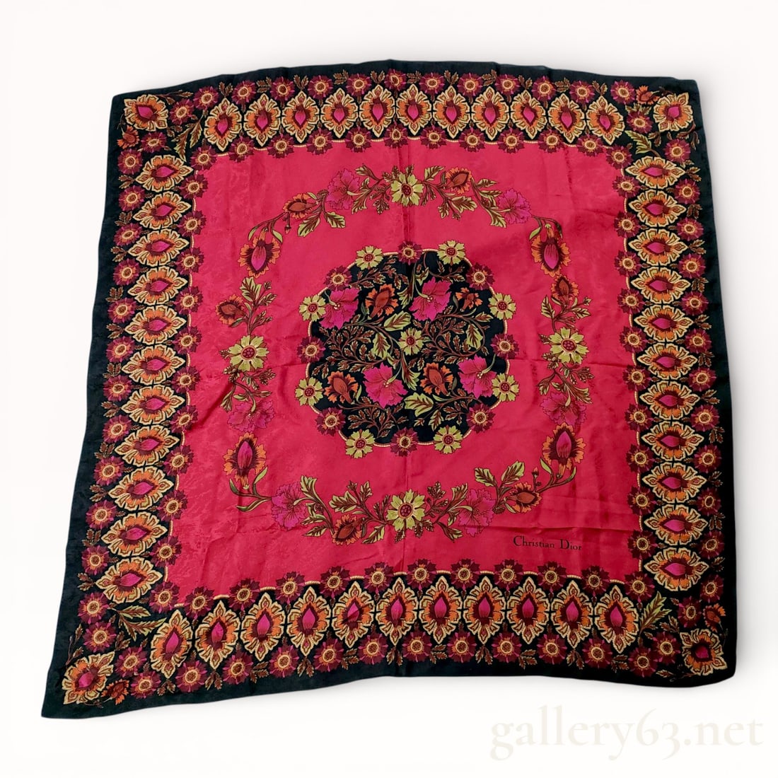 Dior Floral Red Silk Scarf (1 of 8)