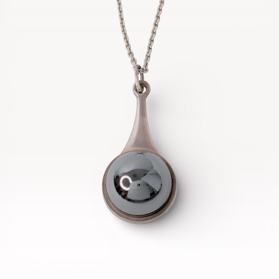 Georg Jensen Hematite Pendant Necklace Sterling Silver Model 156 Max Brammer (1 of 10)