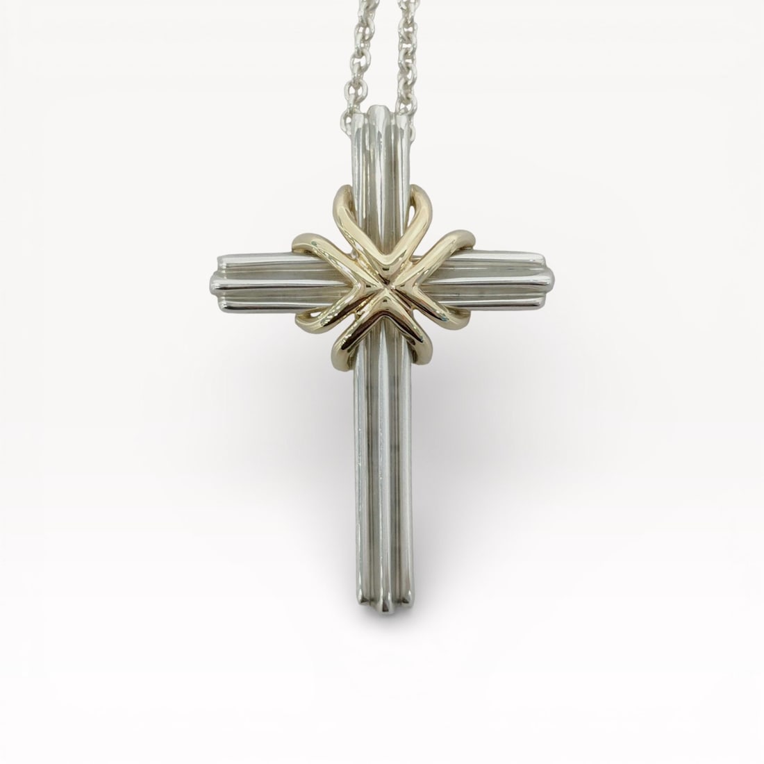 Tiffany & Co. Cross Pendant Necklace Sterling Silver and 18K Gold (1 of 8)