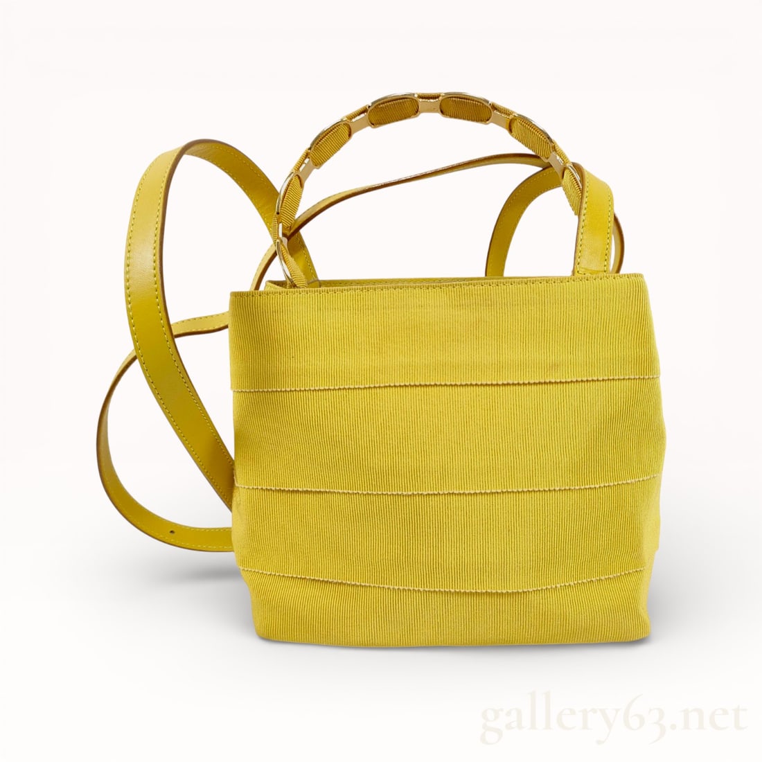 Salvatore Ferragamo 2 Way Yellow Canvas Handbag (1 of 10)