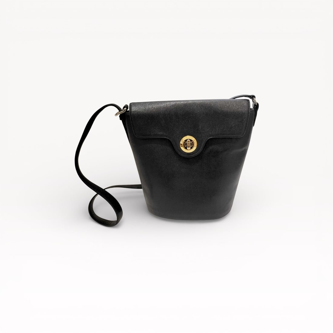 Givenchy Turnlock Black Leather Shoulder Bag with Box: Authentic Givenchy turnlock shoulder bag crafted from smooth black leather with a clean, structured silhouette. Features a signature gold-tone turnlock closure at the front and a slim leather shoulder