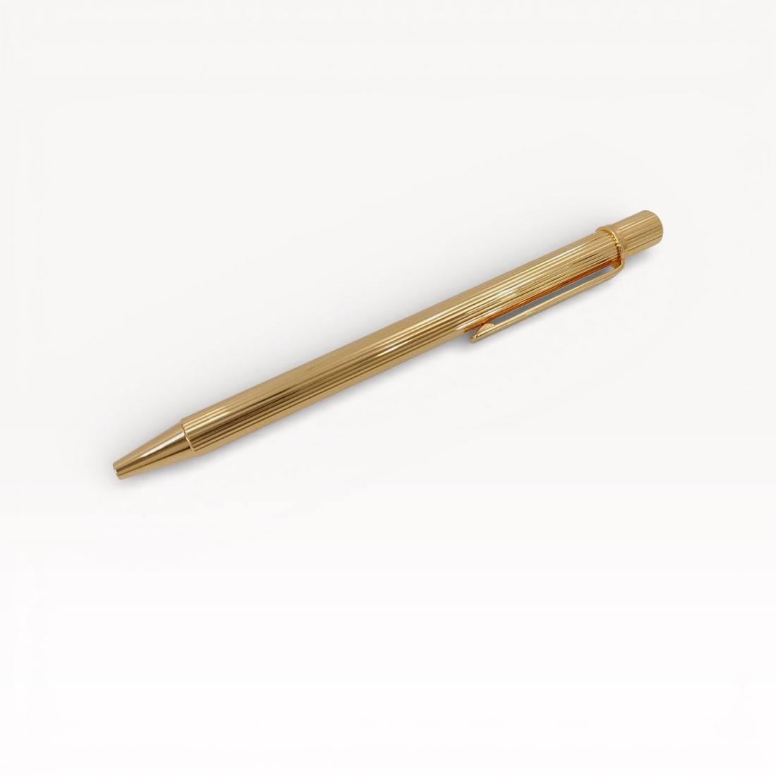 Cartier Gold-Plated Must De Cartier Ballpoint Pen with Striped Gadroon Motif (1 of 7)