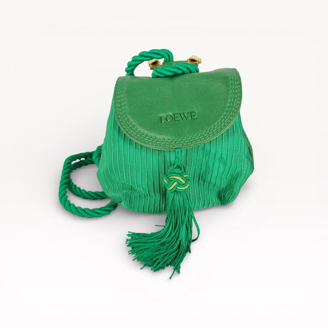 Vintage Loewe Green Pleated Lambskin Leather Shoulder Bag (1 of 10)