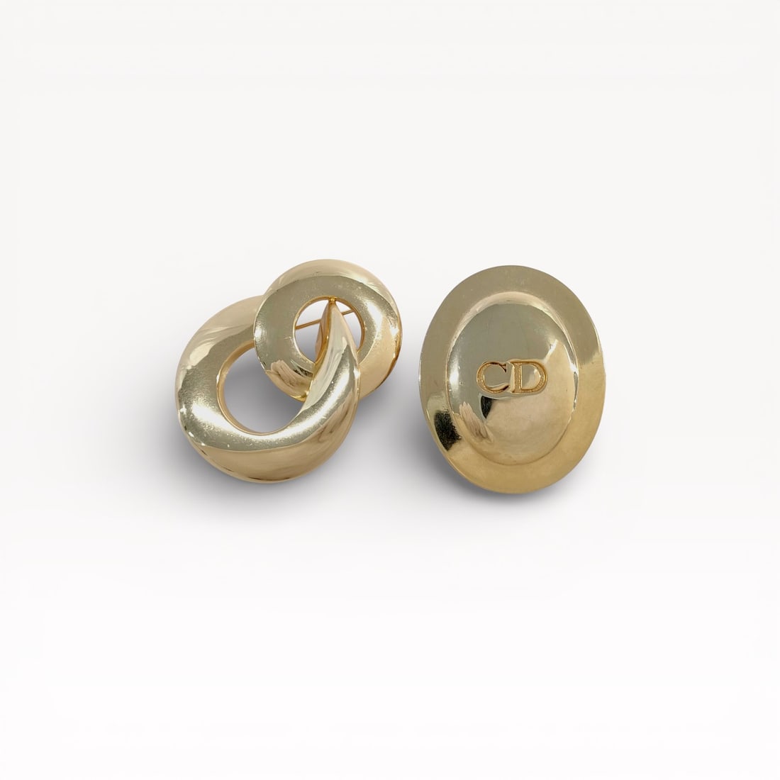 Dior G Logo Brooch Set of Two Gold-Tone Metal (1 of 6)