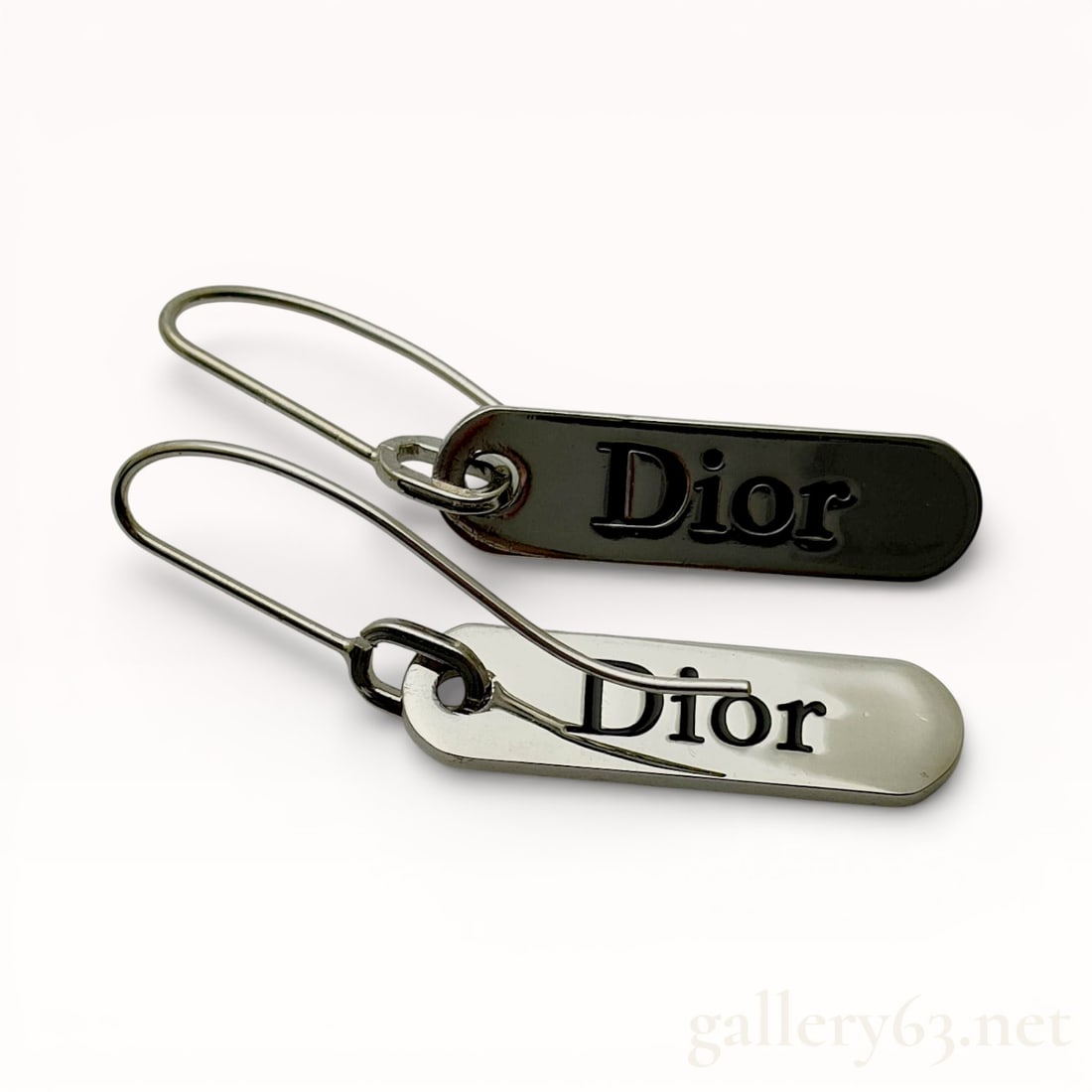 Christian Dior Logo Plate Drop Earrings in Silver-Tone (1 of 7)