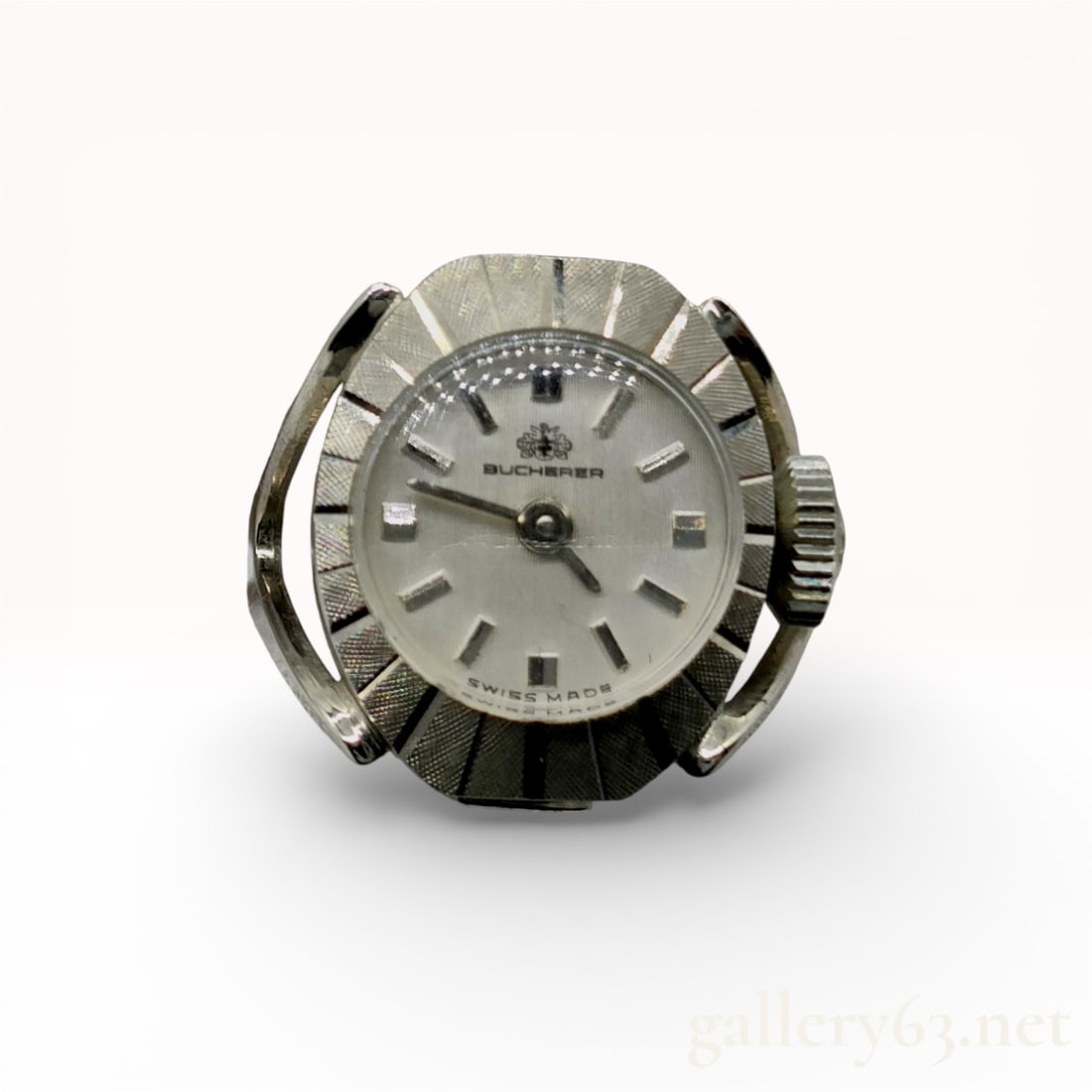 Vintage Bucherer Stainless Steel Finger Watch Ring 14.5mm with Box (1 of 8)