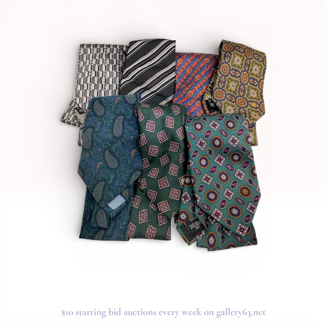 Luxury Designer Silk Tie Lot – Hermes, Fendi, Dunhill & YSL (7 Pieces): Estate lot offered as shown, including all items visible in the images. Offered as a single lot with no individual examination; contents and condition vary and may include wear, damage, or missing ele