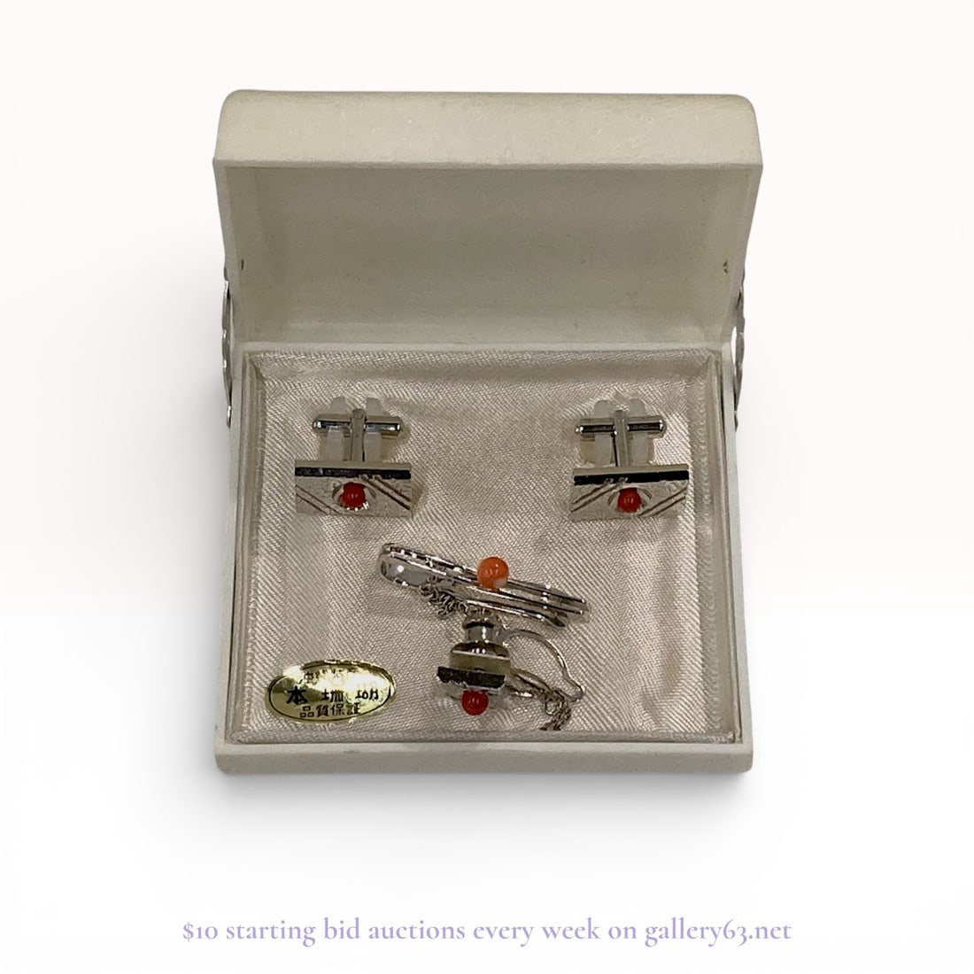 Honzal Okinawa Cuffs & Tie Bar: Estate lot offered as shown, including all items visible in the images. Offered as a single lot with no individual examination; contents and condition vary and may include wear, damage, or missing ele