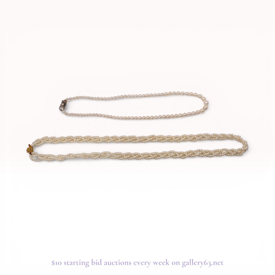 Vintage Pearl Strand Necklaces with Sterling Hardware 57.6g: Estate lot offered as shown, including all items visible in the images. Offered as a single lot with no individual examination; contents and condition vary and may include wear, damage, or missing ele