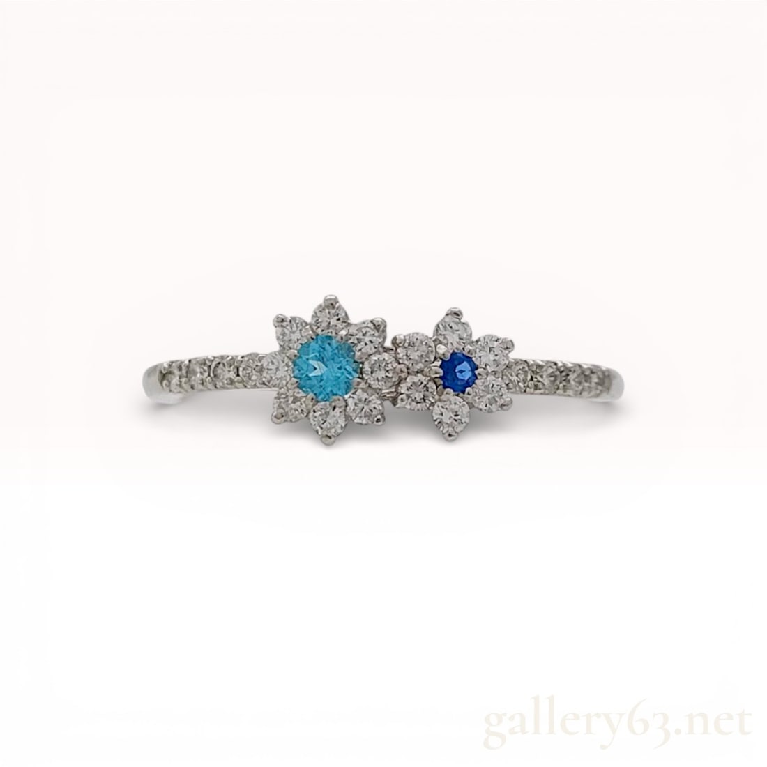 Platinum Paraíba Tourmaline and Aouinite Ring with Diamond Accents, size 7: This ring is so nice. That icy Paraíba color pops so nicely in platinum and the aouinite is such a rare & unexpected touch that pairs so well. Platinum 950 ring featuring a round Paraíba tourmal