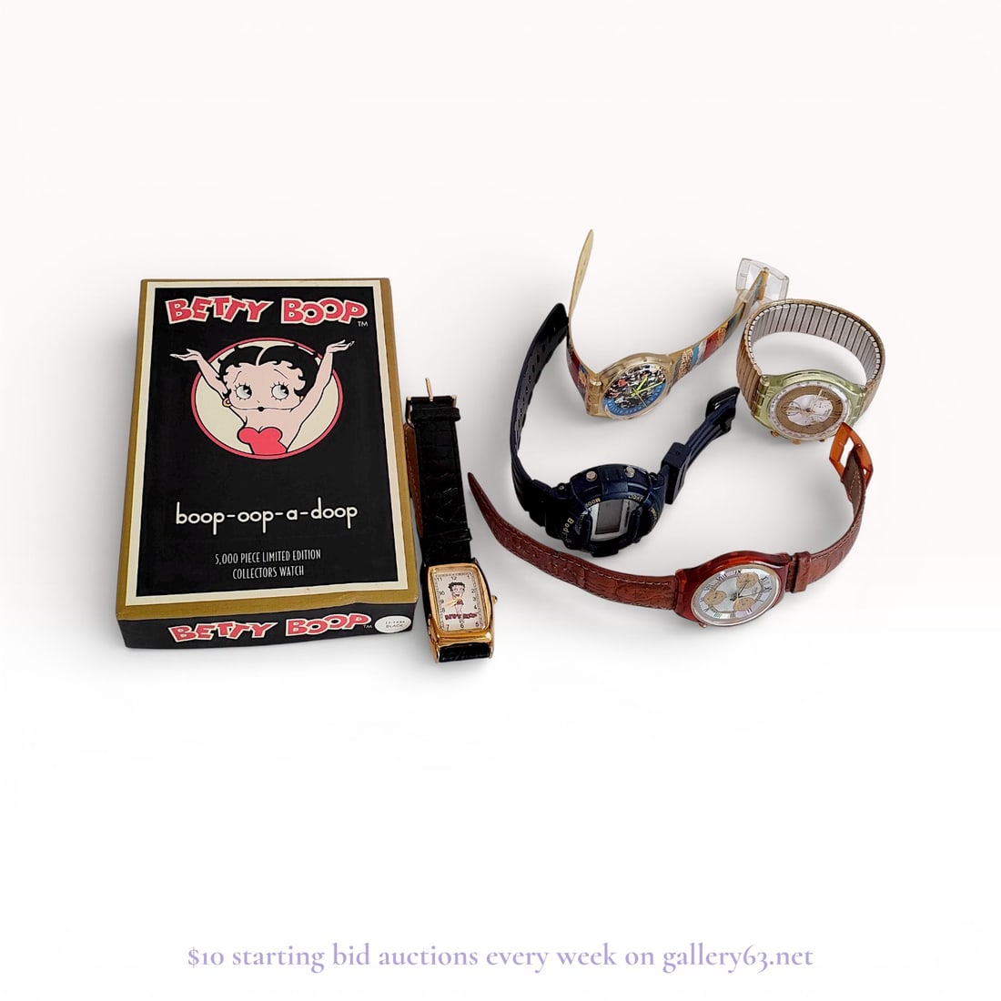 Swatch Chronograph & Baby-G Watch Lot – Vintage Sport Watches Collection: Estate lot offered as shown, including all items visible in the images. Offered as a single lot with no individual examination; contents and condition vary and may include wear, damage, or missing ele