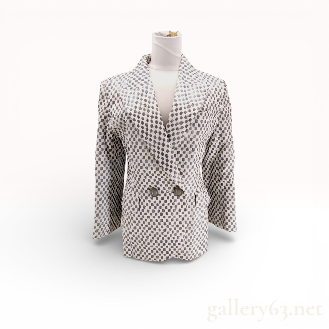 Christian Dior Printed Double-Breasted Blazer Jacket in Black and White size 13 (1 of 10)