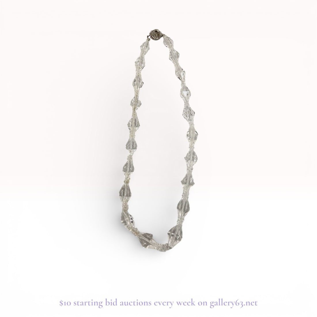 Sterling Silver Crystal Necklace with Metal Fittings (Estate Jewelry Lot) 43.3g: Estate lot offered as shown, including all items visible in the images. Offered as a single lot with no individual examination; contents and condition vary and may include wear, damage, or missing ele