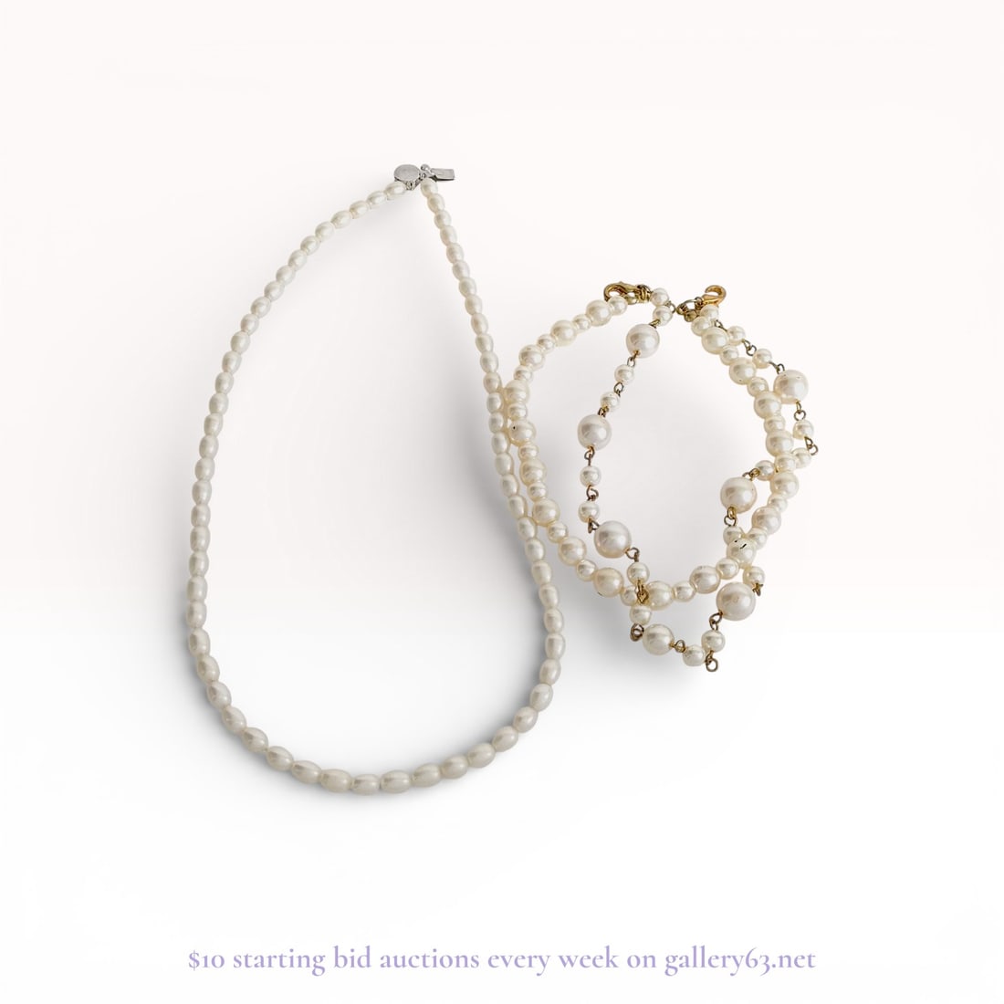 Pearl Necklace & Bracelet Set – Classic Estate Jewelry Lot 39.1 grams: Estate lot offered as shown, including all items visible in the images. Offered as a single lot with no individual examination; contents and condition vary and may include wear, damage, or missing ele