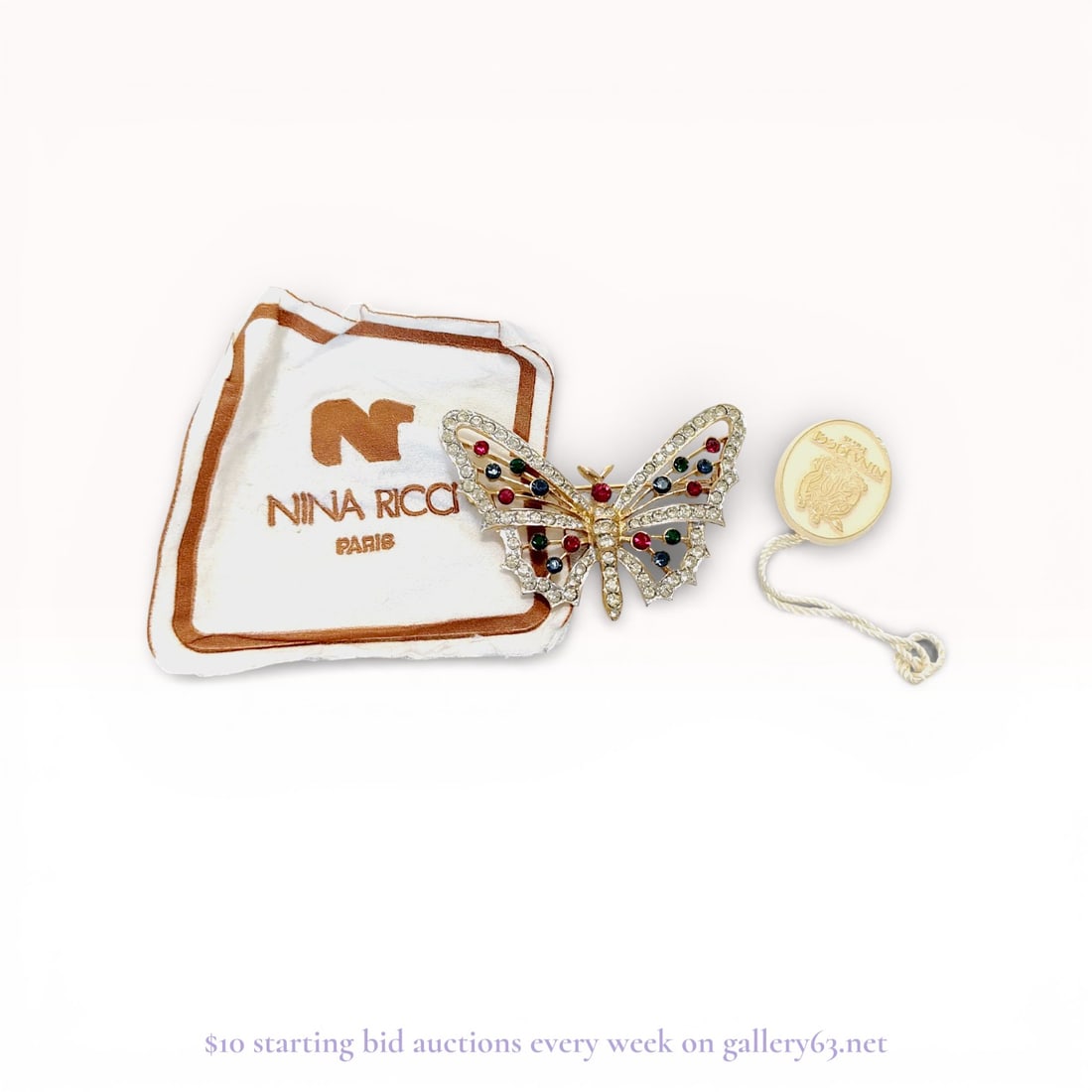 Nina Ricci Butterfly Brooch Pin – Designer Vintage Costume Jewelry: Estate lot offered as shown, including all items visible in the images. Offered as a single lot with no individual examination; contents and condition vary and may include wear, damage, or missing ele