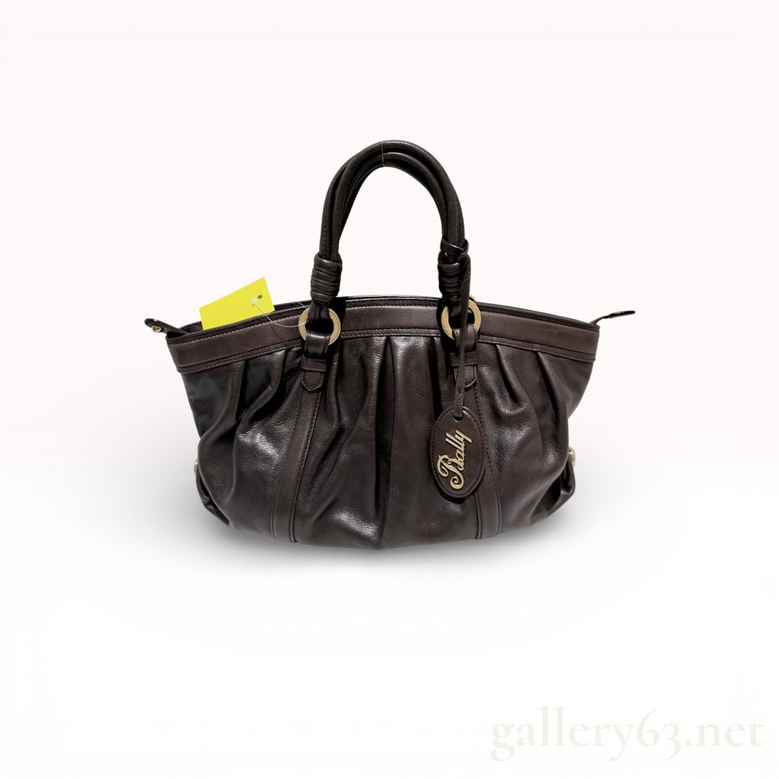 Bally Brown Leather Satchel with Logo Tag: Authentic Bally Brown Leather Satchel with Logo Tag Satchel having a brown leather body featuring soft pleating along the front and back. Handles featuring rolled leather construction with wrapped