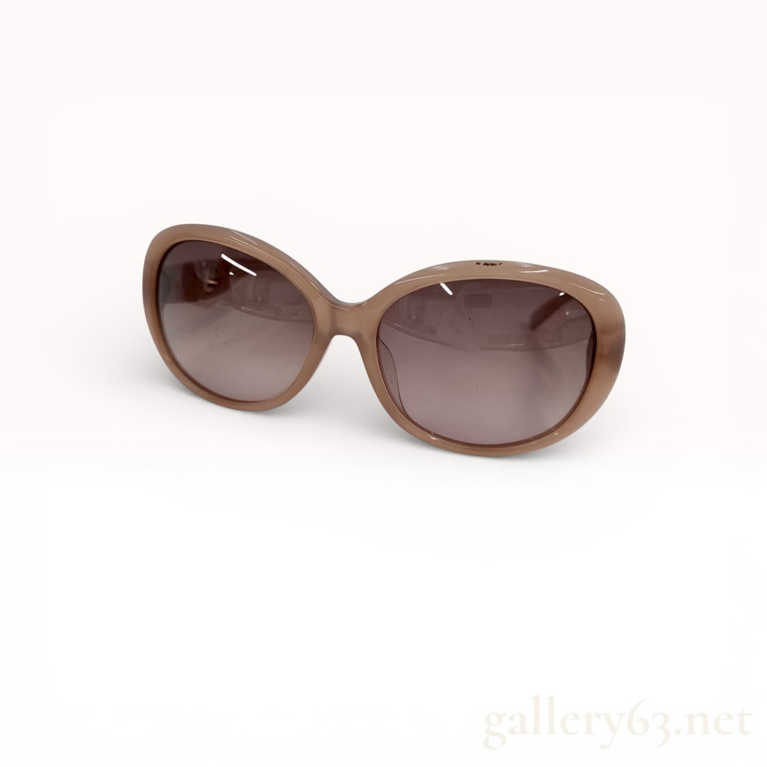 Salvatore Ferragamo Beige Acetate Frame Gold Hardware Sunglasses w/ Box (1 of 9)