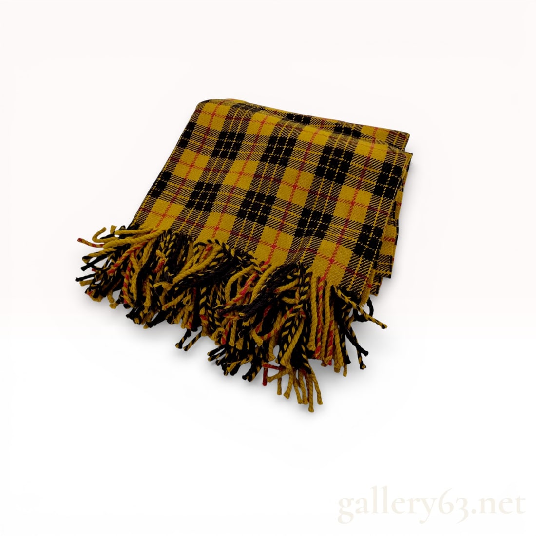 Hermes Paris Plaid Throw Blanket Yellow Black Wool Size 146×152cm (1 of 10)