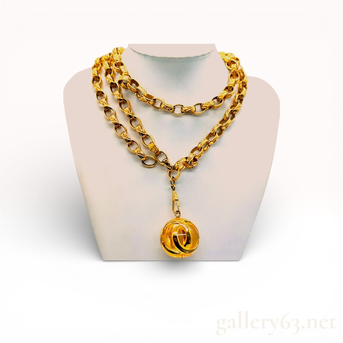 Chanel Gold Metal CC Medallion Chain Necklace (1 of 10)