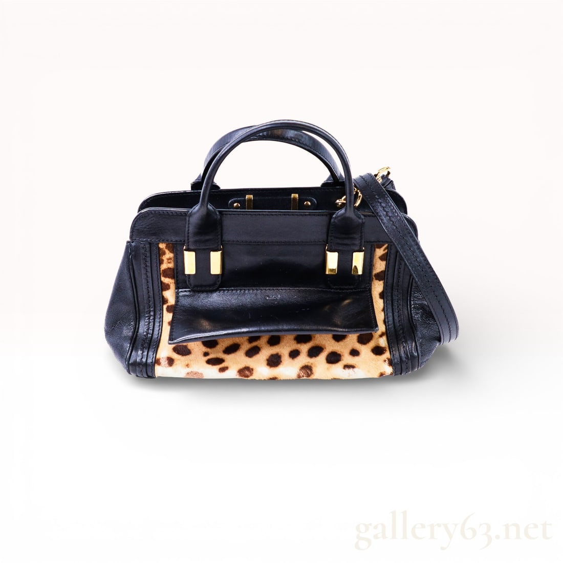 Chloe Alice 2-Way Mini Leather Handbag with Strap: Chloe Alice 2-Way Mini Handbag – Leather & Hair-On Calf, Black Accent, with Strap Iconic Chloe Alice mini handbag crafted in smooth leather Two-way design: handheld or worn on the shoulder wi