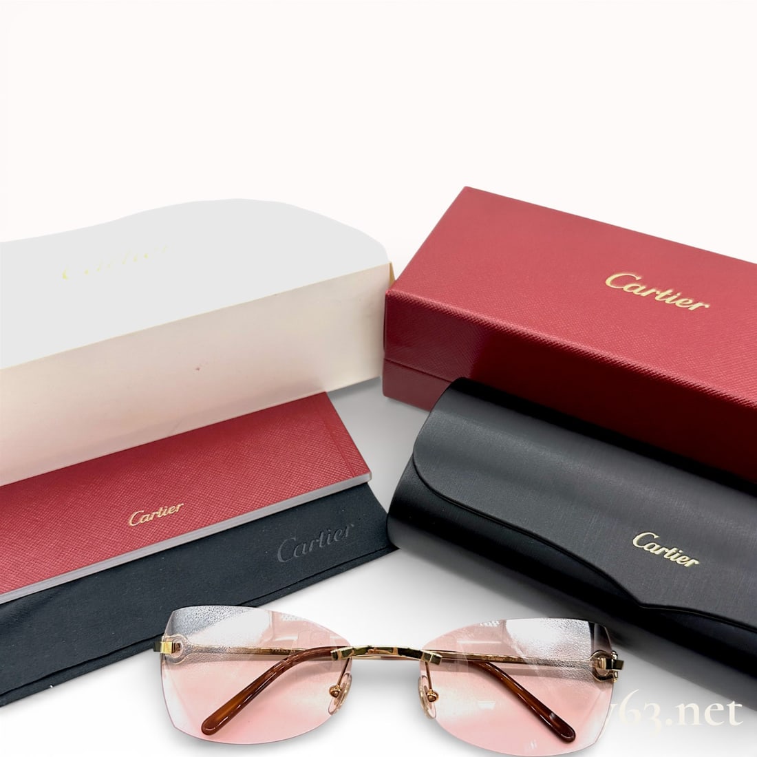 Cartier Rimless Pink Gradient Lens Sunglasses with C Motif (1 of 9)