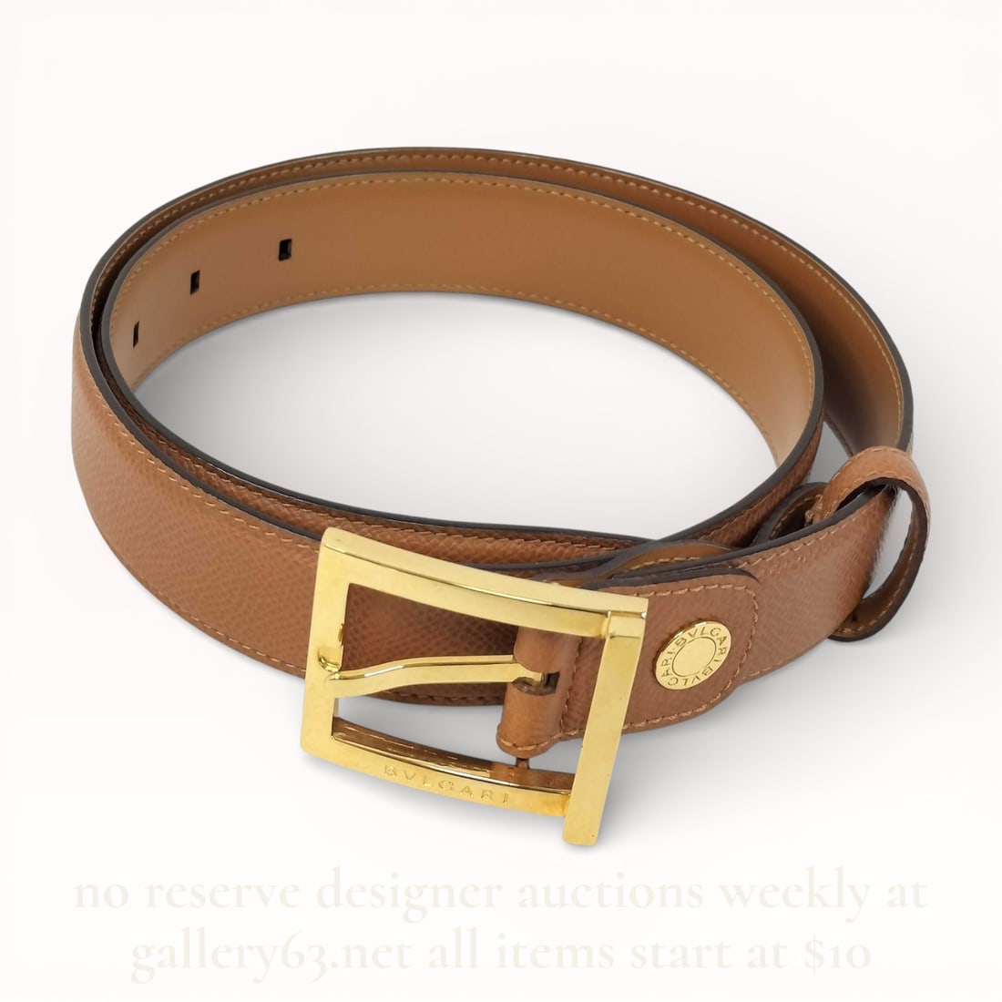 Bulgari Brown Leather and Gold Hardware Belt 34 in. (1 of 6)