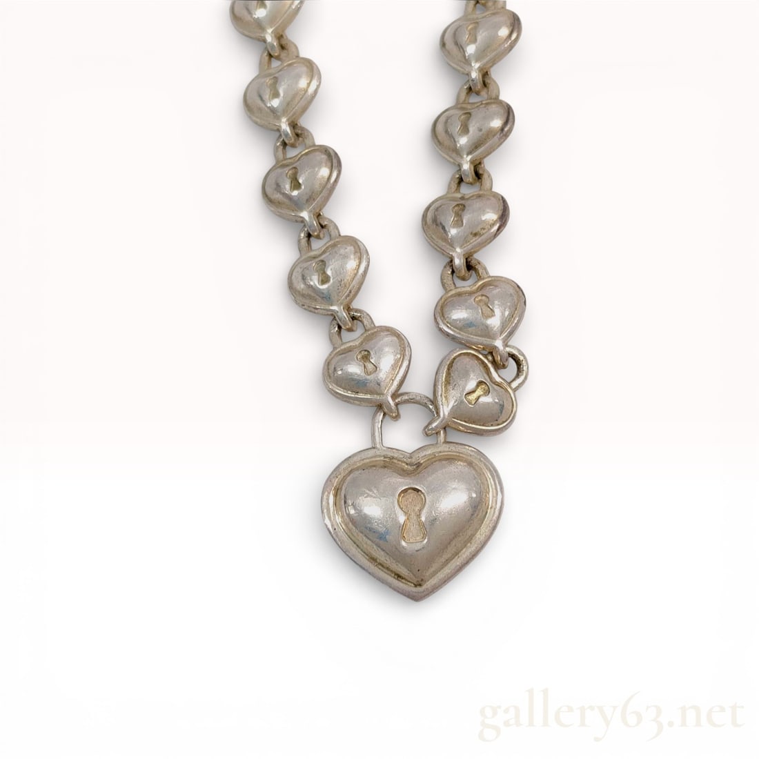Vintage Tiffany & co. Silver Heart Lock Necklace (1 of 10)