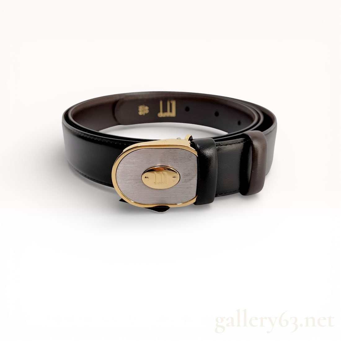 Dunhill leather belt with a two-tone metal buckle with Box (1 of 10)
