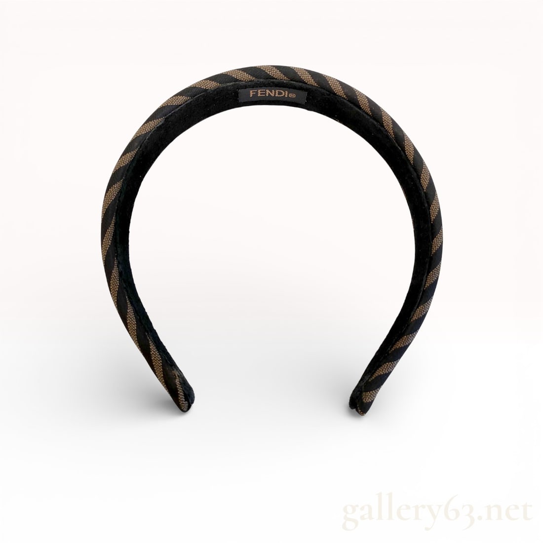 Fendi Pequin Pattern Canvas Headband:  Fendi Pequin pattern canvas headband in a brown and black stripe design. like new