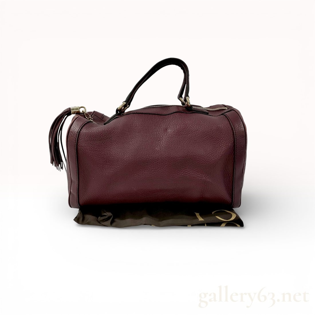 Gucci Soho Boston leather handbag in burgundy pebbled leather 30cm (1 of 10)