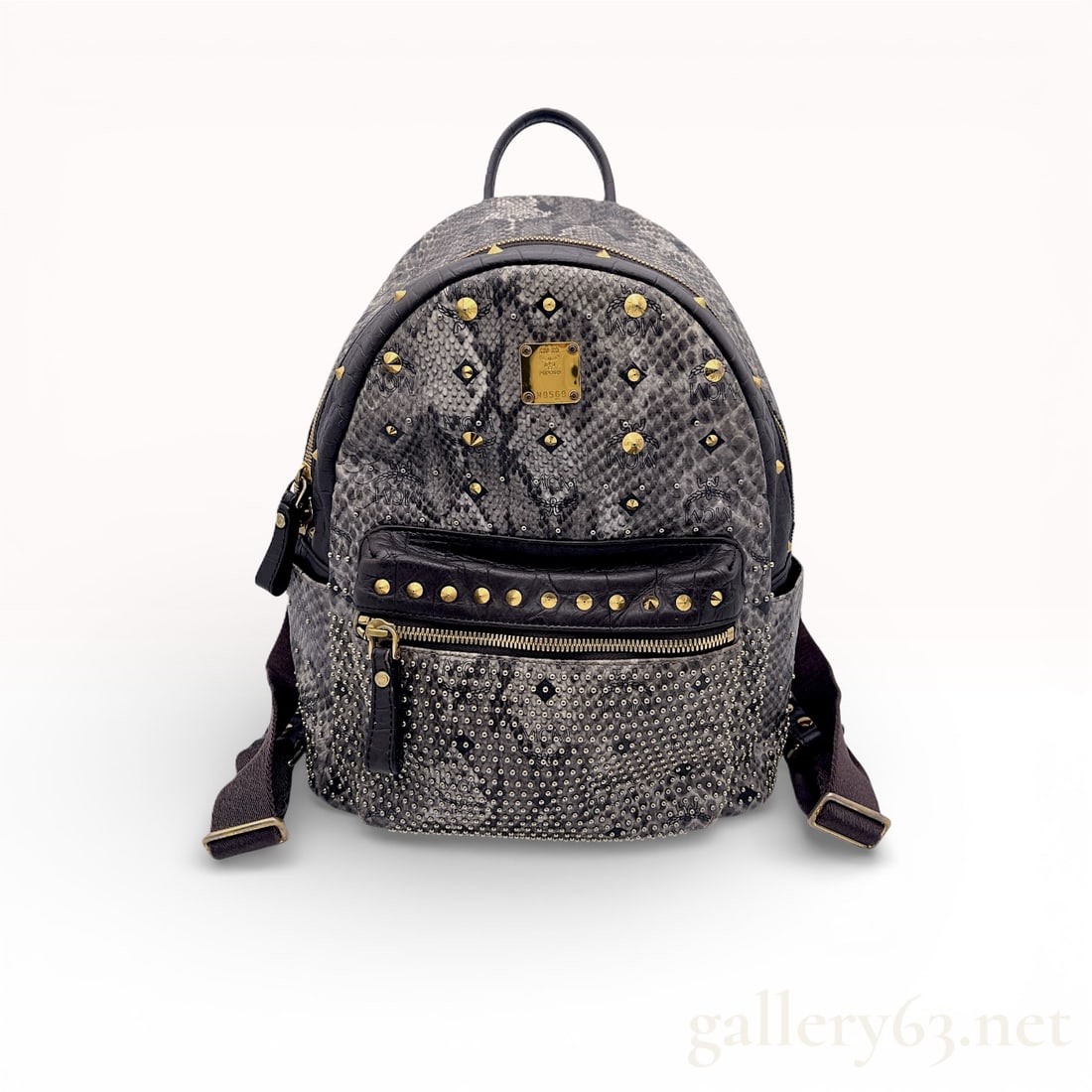 MCM Small Python Stud Armour Backpack with gold-tone hardware (1 of 9)