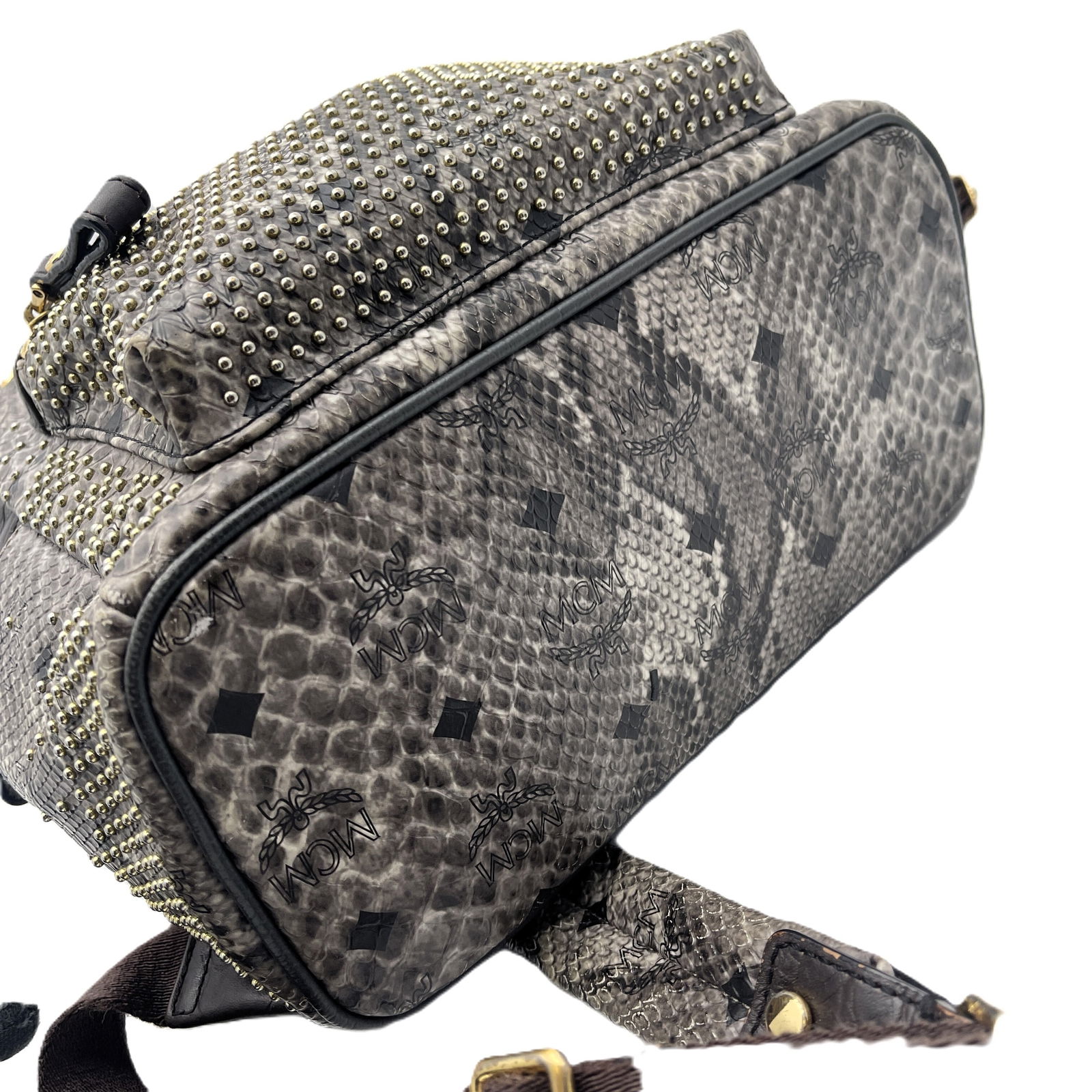 MCM Small Python Stud Armour Backpack with gold-tone hardware - 4