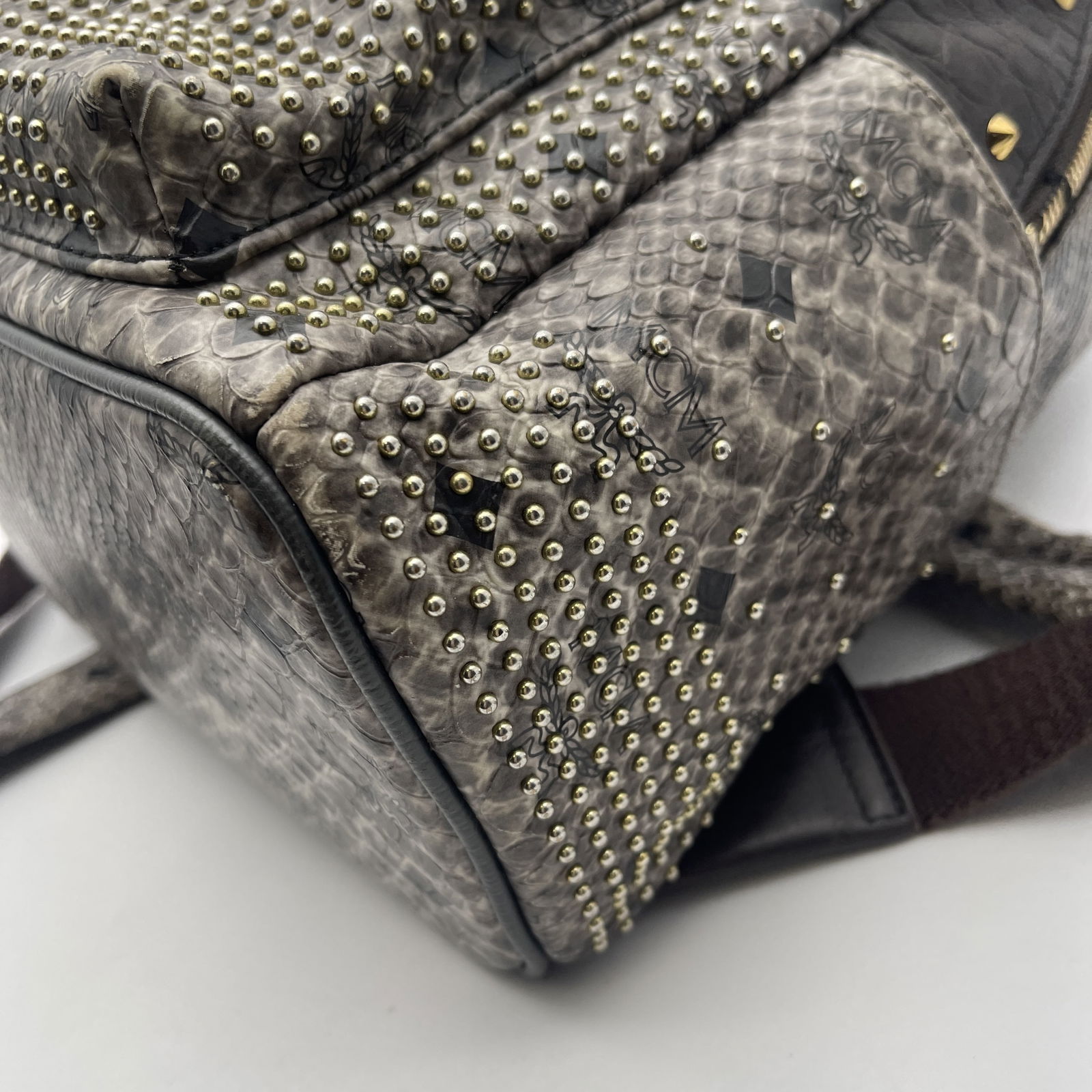 MCM Small Python Stud Armour Backpack with gold-tone hardware - 5