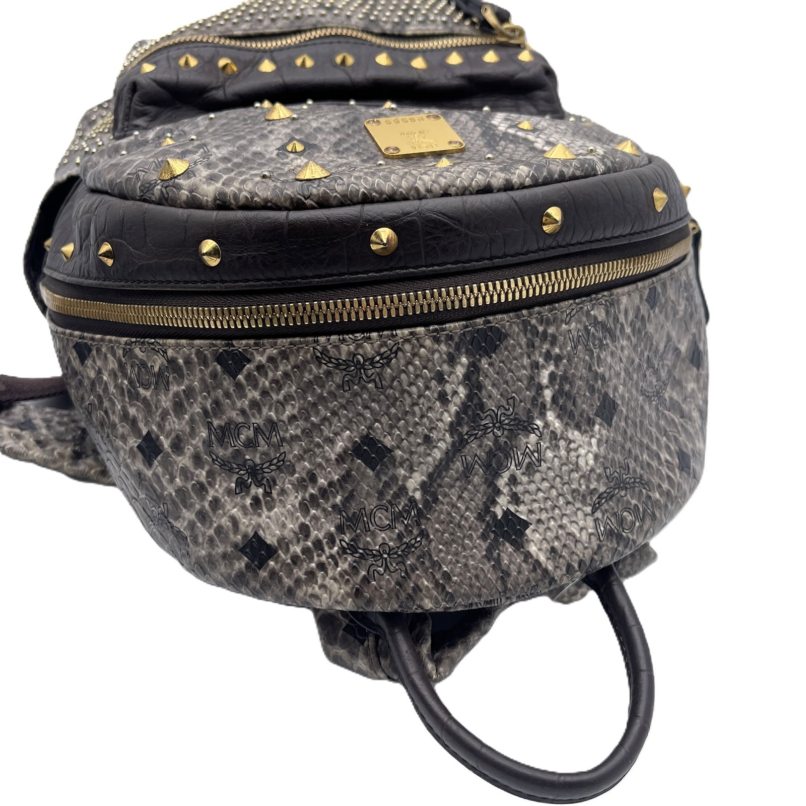 MCM Small Python Stud Armour Backpack with gold-tone hardware - 7