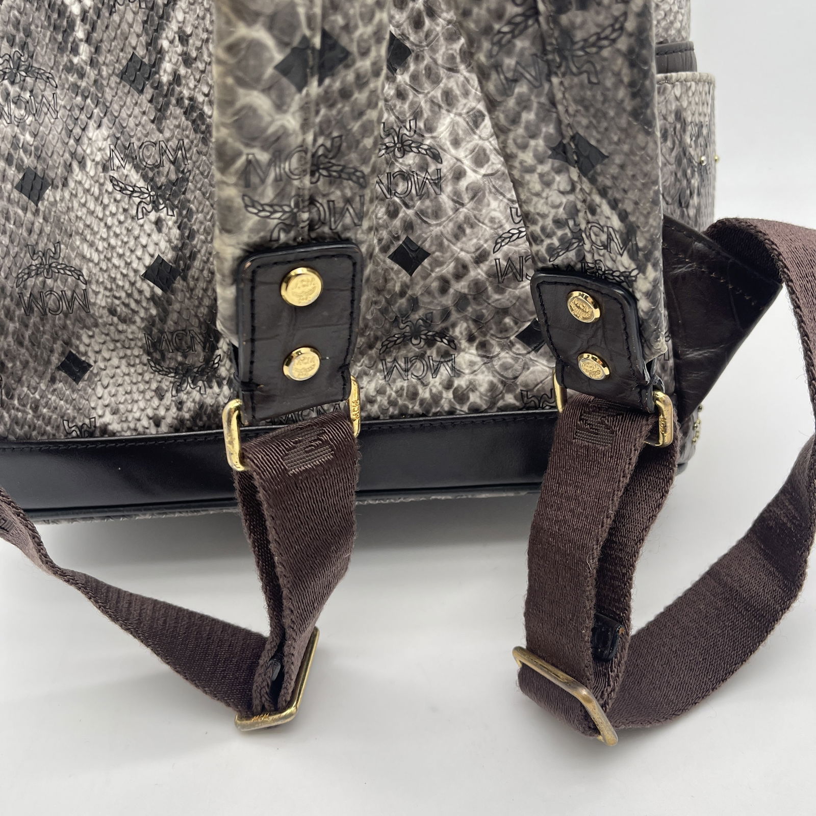 MCM Small Python Stud Armour Backpack with gold-tone hardware - 8