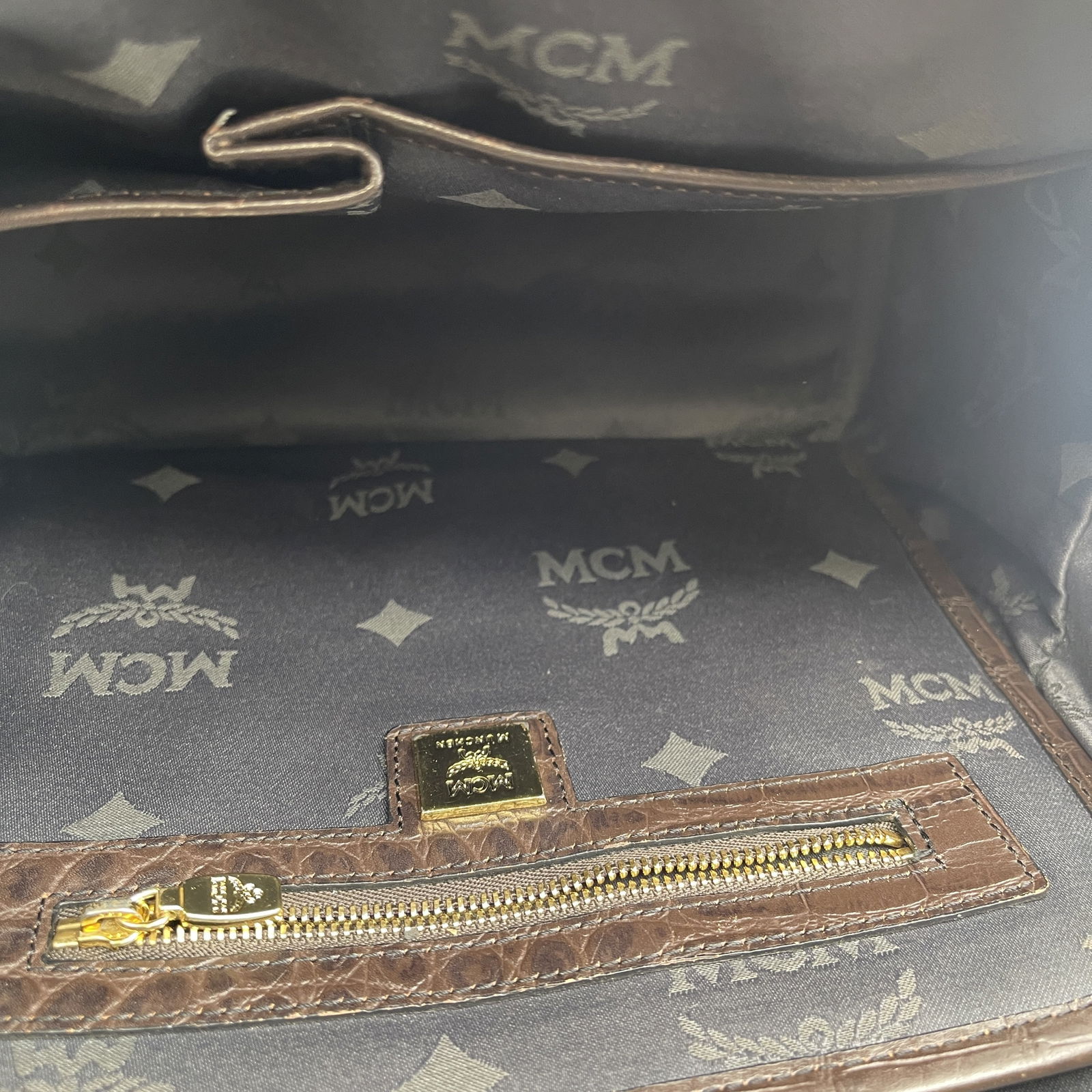 MCM Small Python Stud Armour Backpack with gold-tone hardware - 9