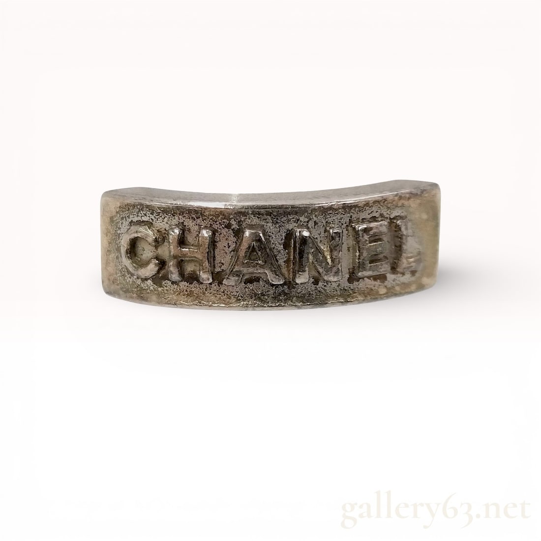 Vintage Chanel Logo Silver Ring (1 of 4)