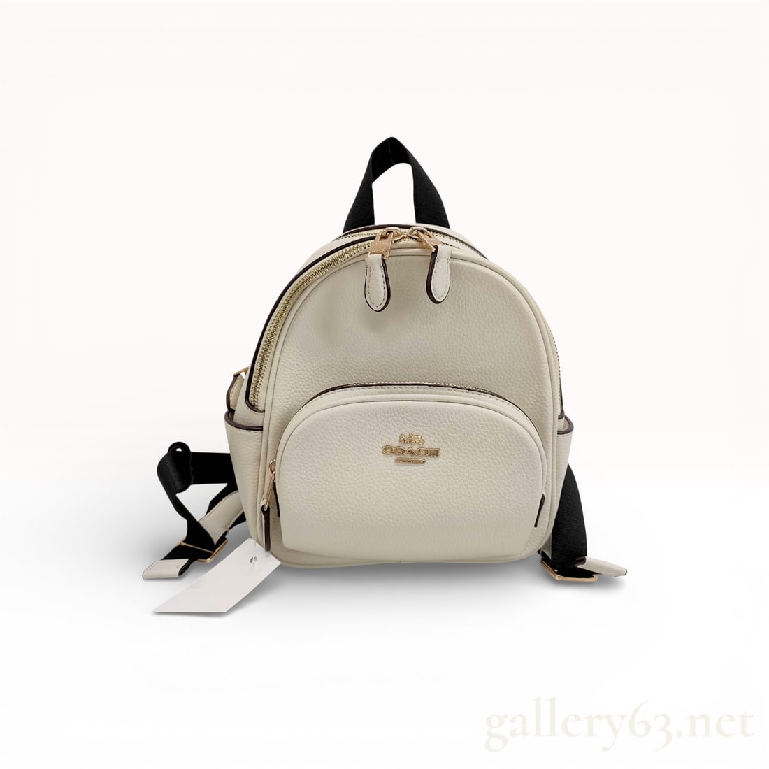 Coach White Pebbled Leather Backpack Rucksack with Front Zip Pocket and Gold Logo (1 of 10)
