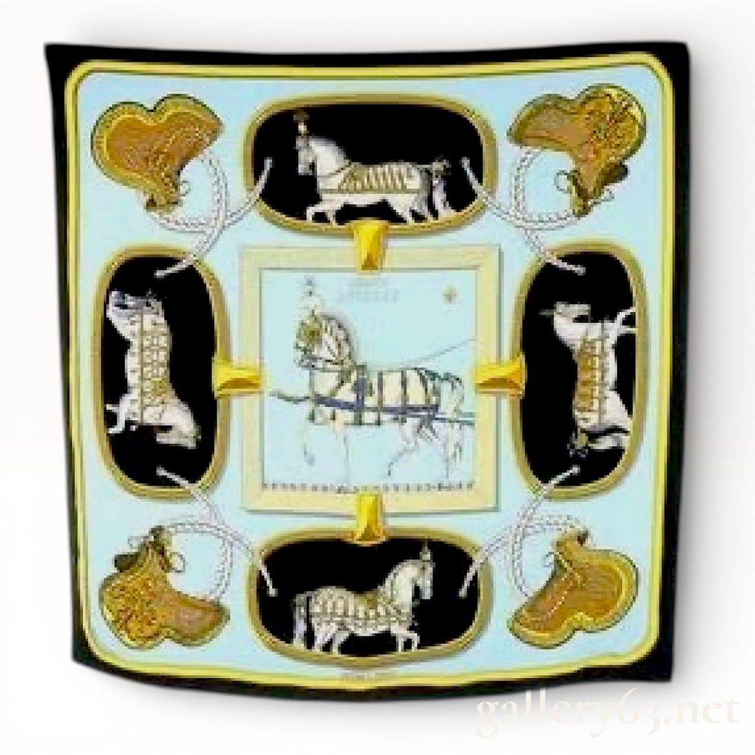 Hermès “Grand Apparat?? Carre 90 Silk Scarf with Dressed Horse Motif (1 of 6)
