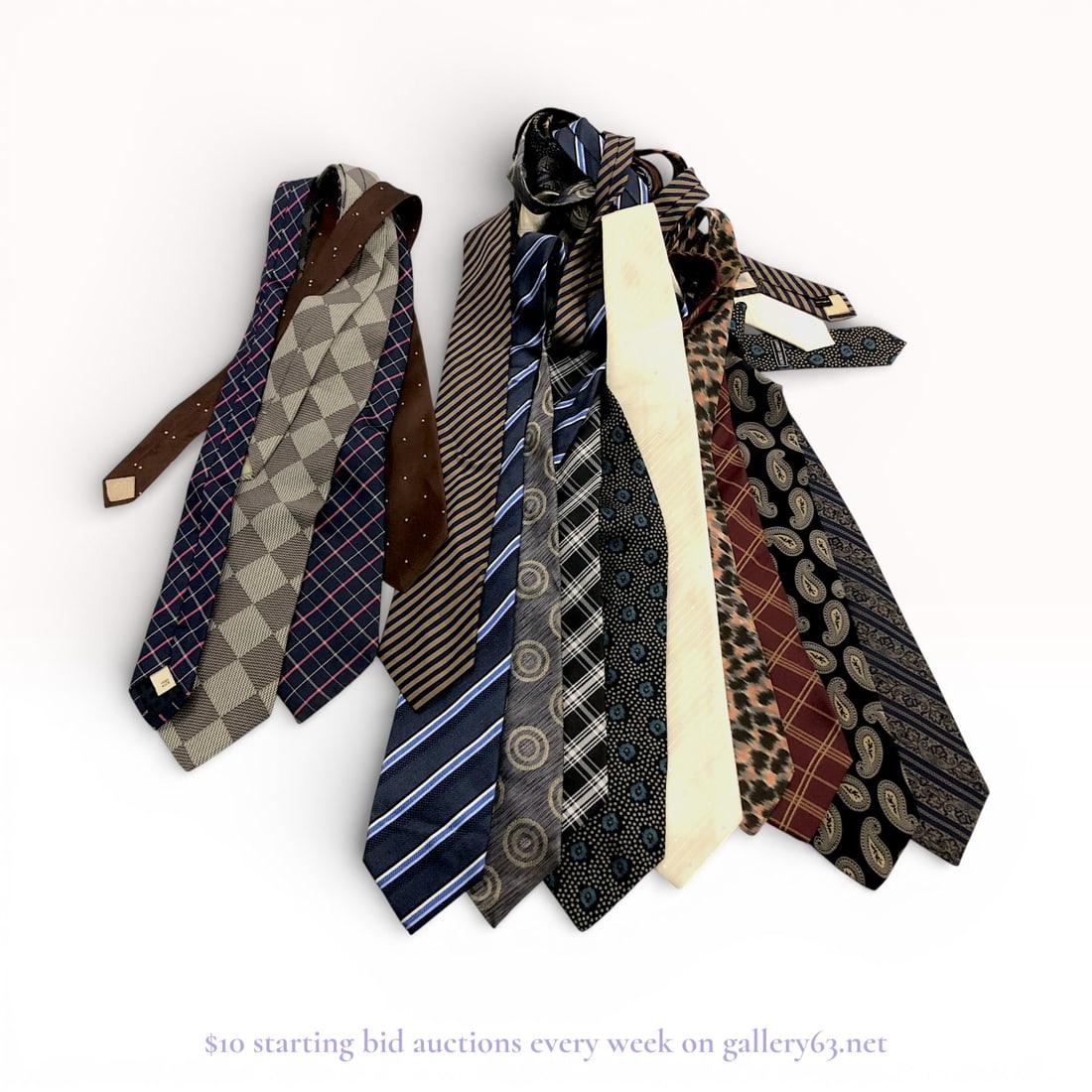 Burberry, Armani, Lanvin etc. Designer Silk Tie Collection Estate Lot, Assorted Patterns Offered as (1 of 8)