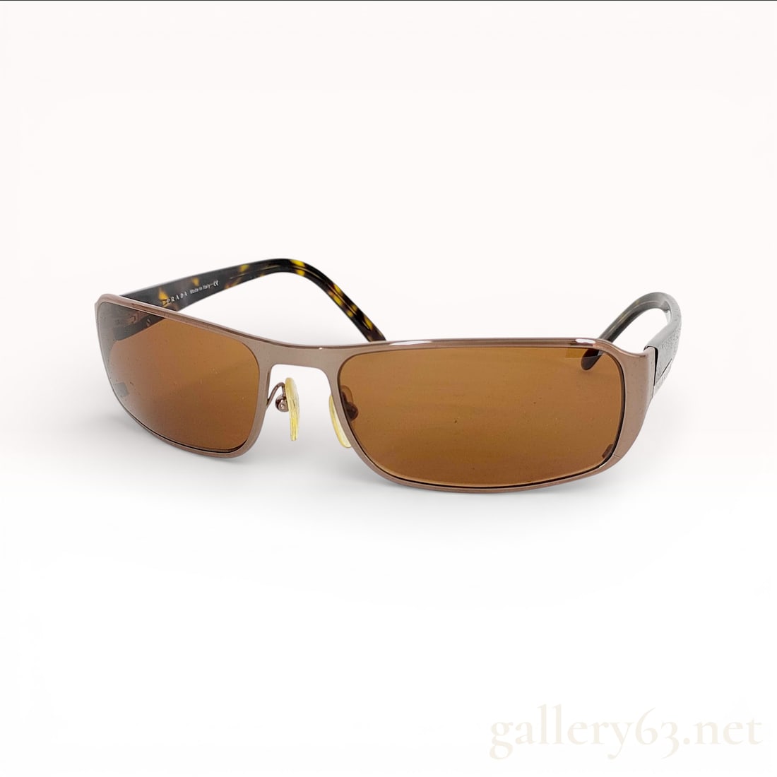 Prada SPR52F Rectangular Wrap Sunglasses with Brown Lenses and Tortoiseshell Accetate Temples (1 of 10)
