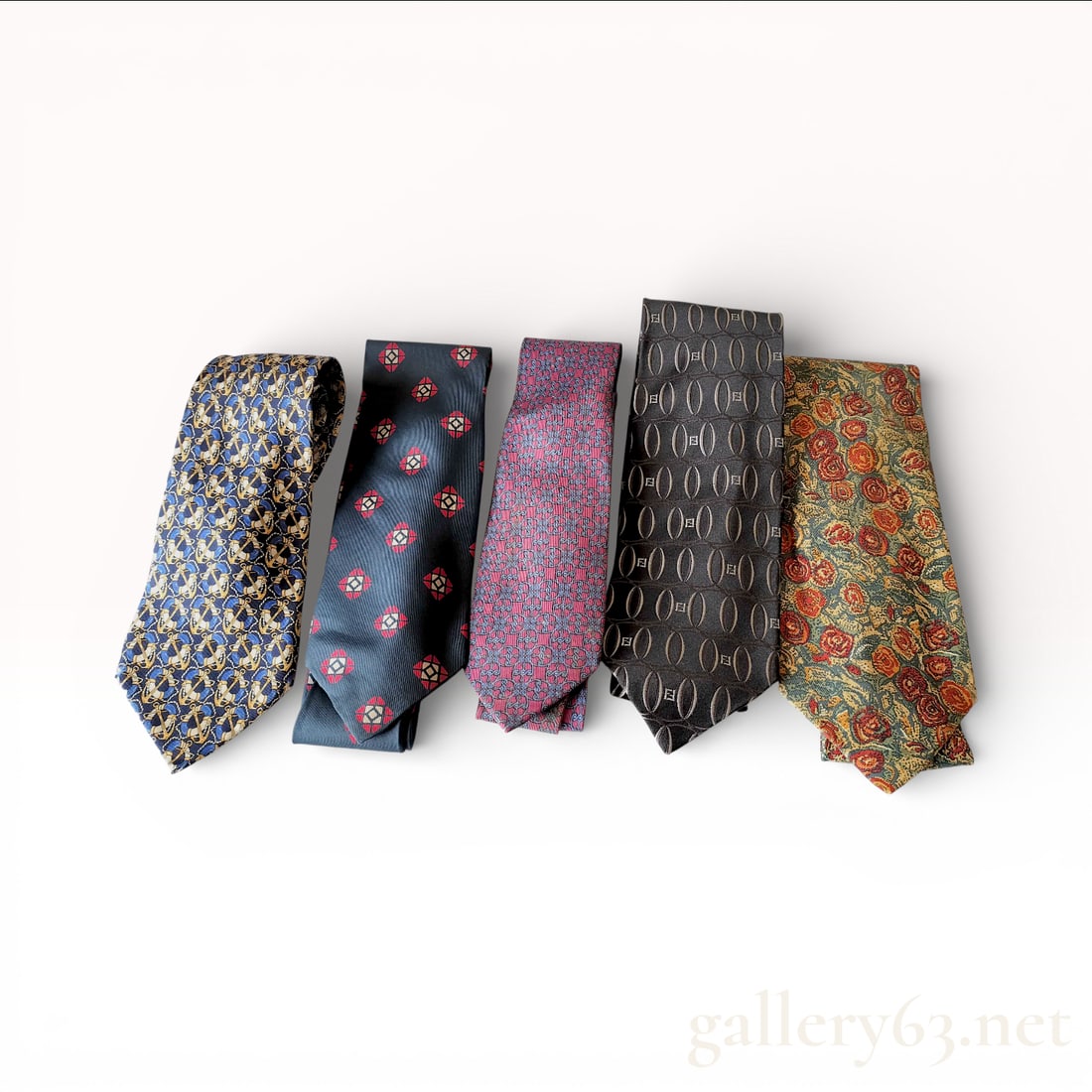 Hermès, Chanel, and Fendi Designer Silk Tie Group Lot of Five (1 of 10)