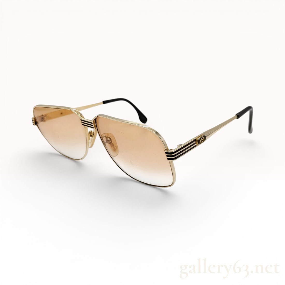 Saint Laurent Gold Tone Aviator Sunglasses with Gradient Brown Lenses (1 of 10)