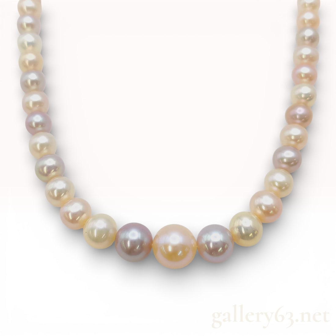 Graduated Multicolor Pearl Necklace 3.6–9.6mm with Sterling Silver Clasp, 21.7g (1 of 6)