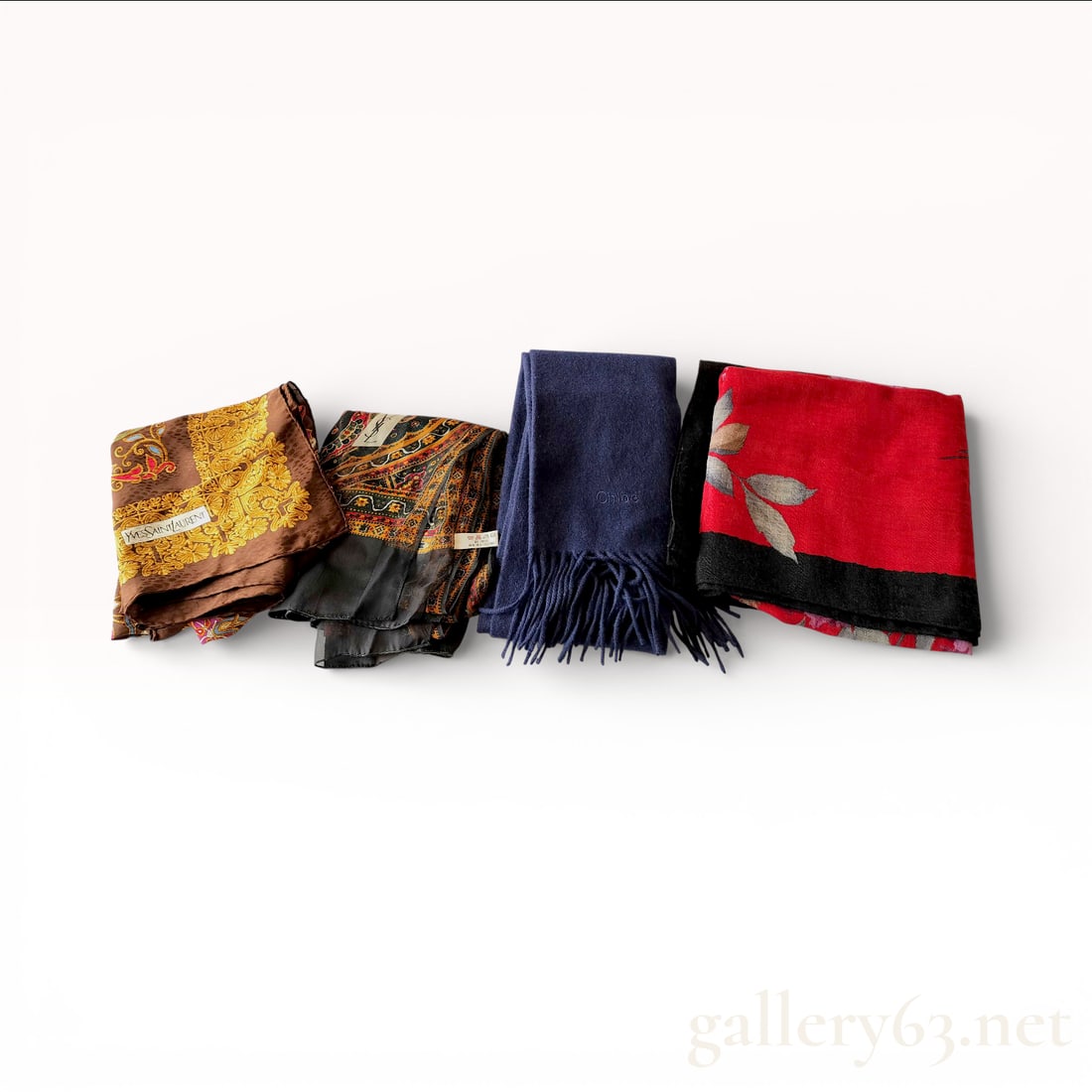 Saint Laurent, Givenchy, and Chloé Designer Scarf and Muffler Group Lot of Four (1 of 8)
