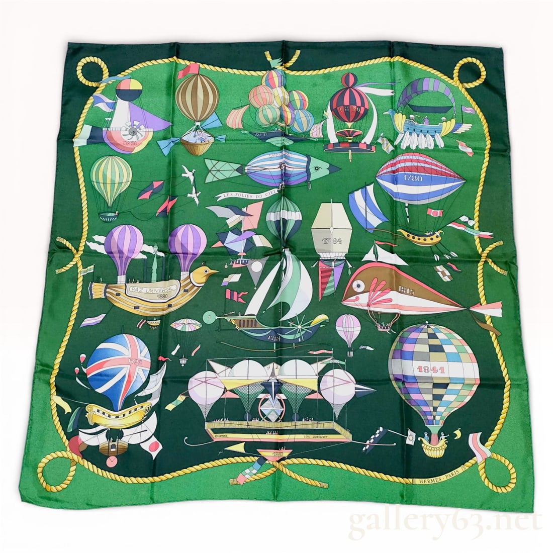Hermès “Madness in the Sky?? Carre 90 Silk Scarf with Hot Air Balloon Motif (1 of 10)