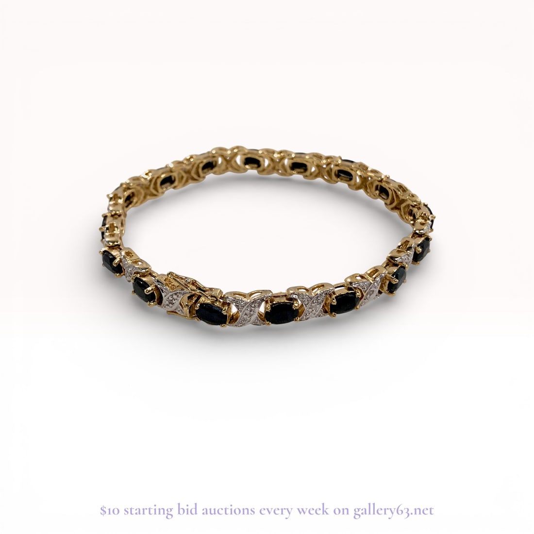 Vintage 925 Silver & Gold Vermeil Sapphire and Diamond Bracelet 16.3 grams: Estate lot offered as shown, including all items visible in the images. Offered as a single lot with no individual examination; contents and condition vary and may include wear, damage, or missing