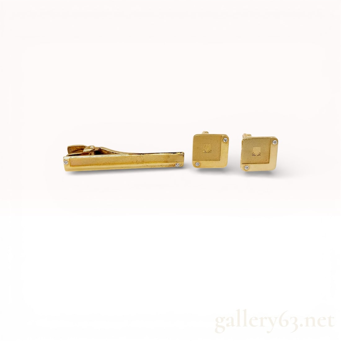 Dunhill Gold-Tone Tie Bar and Cufflinks Set with Logo Detail (1 of 10)