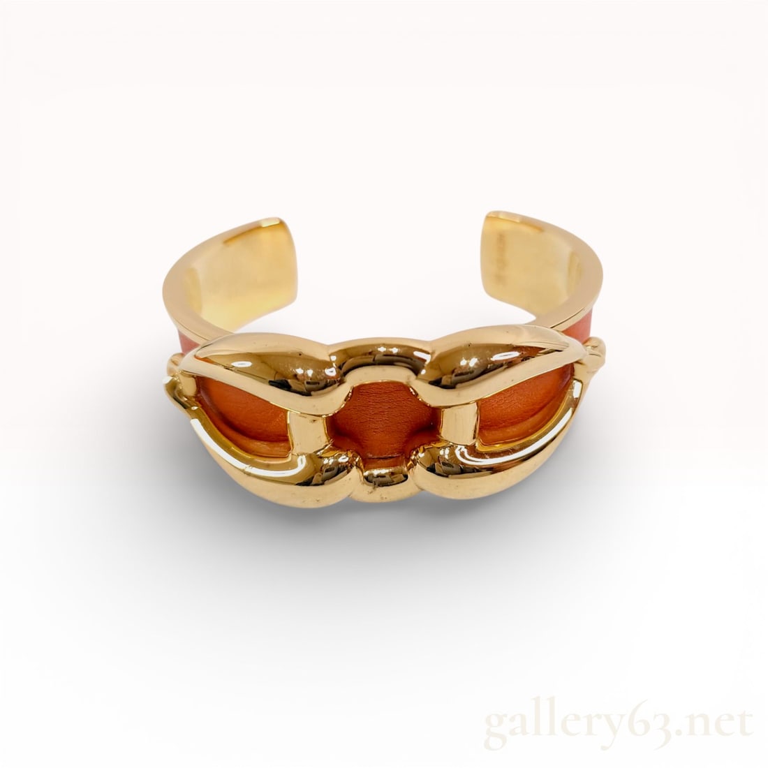 Hermes Vintage Cuff Bracelet with Gold Courchevel Leather Trim, with Box (1 of 10)