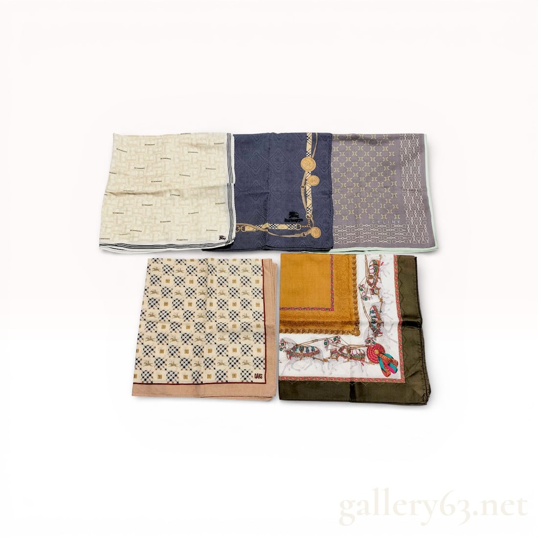 Lot of 5 Designer Silk Scarves Including Céline, Burberry and Daks (1 of 5)